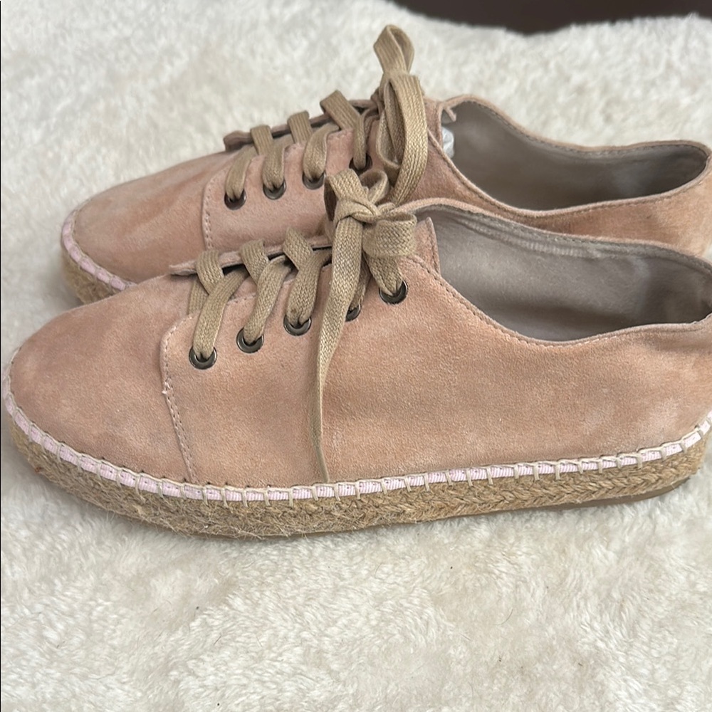 Women's Light Pink Suede Espadrille Sneakers